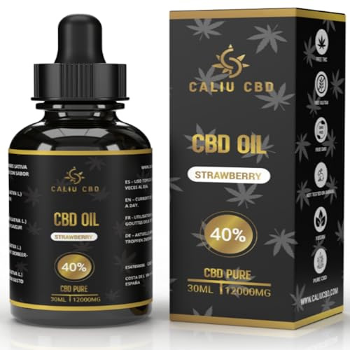 CBD OIL |Aceite CBD puro 40% 12000Mg | Base Aceite cáñamo enriquecido con CBD |Extracto fresa 0% THC |1200 gotas de Cannabidiol PREMIUM| | Fabricado en EU | CBD Puro.