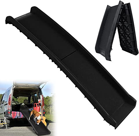YRHome Hunderampe Auto klappbar 156 x 40cm Kunststoff Anti-Rutsch Autorampe Kofferraumrampe für Haustiere Hunde-Rampe Hundetreppe Einstiegshilfe für Kofferraum Robust bis 90 kg Schwarz