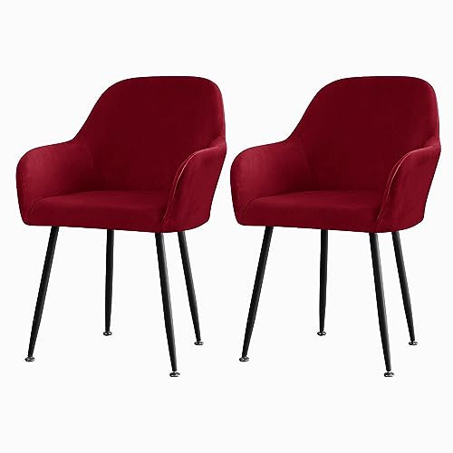 RAKTOV Stuhlhussen mit gebogener Rückenlehne, dehnbar, für Esszimmerstühle, Stuhlschoner für Küche, Büro, abnehmbare Sesselhussen, Rot, 2 Stück
