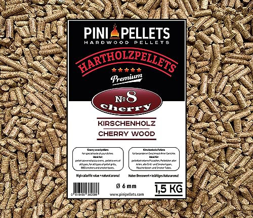 PINI Pellet per barbecue № 8, ciliegia, 1,5 kg, per barbecue, affumicare, affumicare