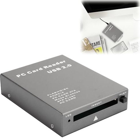 External Memory Card Reader pc card reader USB 2.0 to PC ATA Flash Card Adapter, Plug and Play, Blue Indicator Light usb pcmcia linux for Computers Memory Card Readers