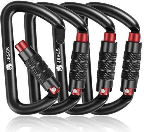JRSGS Heavy Duty Locking Carabiner Clip 12KN Auto Locking Carabiner 7075 Aluminum Material, Lightweight and Strong, Easy to Carry, Suitable for Hiking, Hammock, Suspension, Gym, Keychain, Dog Leash.