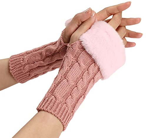 HANXIULIN Armwärmer Sleeves Halb Fingerhandschuhe dehnbare Fäustlinge Fingerlose Handwärmer Stricken Armwärmer Damen Pulswärmer Winter