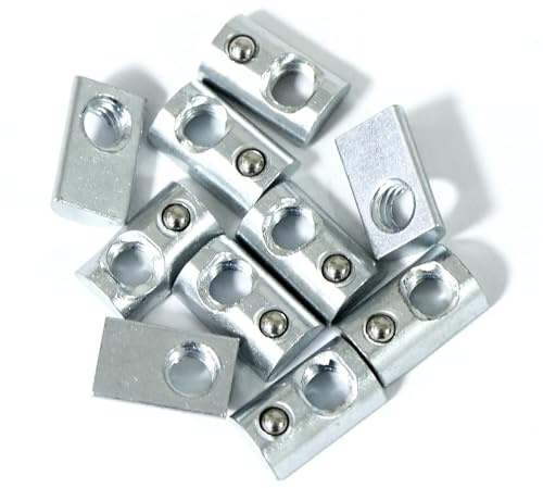 Abeicy 5/16”-18 Threaded Steel Roll in T-Nut with Ball Spring, T-Slot Nuts Accessory Hardwares for 15 or 40 Series Aluminum Extrusion Profiles Rail, 20 Packs