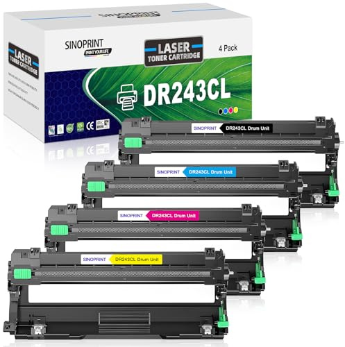 SINOPRINT DR243CL DR-243CL DR243 Unité de tambour de rechange pour imprimantes Brother DCP-L3510CDW DCP-L3550CDW HL-L3210CW HL-L3230CDW HL-L3270CDW MFC-L3700 MFC-L3710CW (noir, cyan, magenta, jaune)