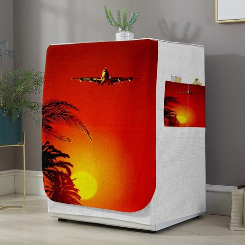 Highdi Housse de Protection pour Machine à Laver, Chargement Frontal Housse La Poussière avec Ouverture Frontale pour Linge Domestique (Soleil,Capacité S 6~7.5KG)