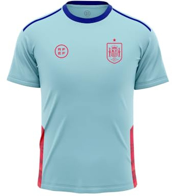 RFEF - Camiseta de Entreno de la Selección Española de Fútbol - 100% Poliester Transpirable - Equipación España 2024 - Equipación Selección Española Junior - Color Azul - Talla 6