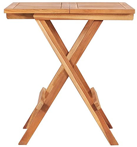 HETFTJN Kleiner Beistelltisch Balkontisch Klein Kleiner Tisch Outdoor Loungetisch Outdoor - Klappbarer Bistrotisch 60 x 60 x 65 cm Teak Massiv für Aufenthaltsraum Balkon Outdoor Terrasse