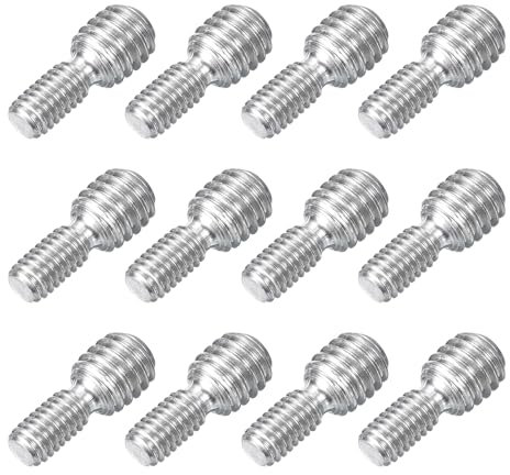 sourcing map M4x8mm to M6x6mm Double End Threaded Stud Screw Bolt, 12Pcs 304 Stainless Steel Thread Reducer Adapter for Furniture Machinery Assembly Fastener
