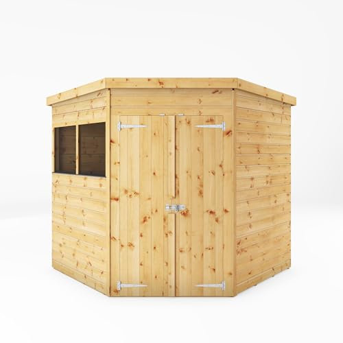 WALTONS | 7 x 7 Shiplap Corner Shed | Flat Roof | Shiplap Tongue and Groove | Wooden Garden Storage Shed | 10 Year Anti Rot Guarantee | 7 x 7 7ft 7ft