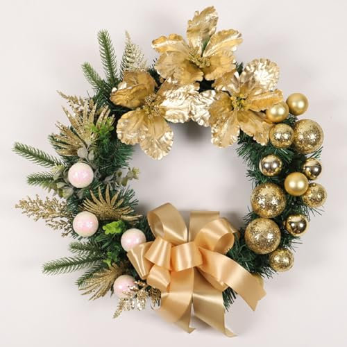 Weihnachtskränze, Weihnachtsdekoration für die Haustür, Weihnachtsdekoration für den Außenbereich, künstliche Weihnachtsgirlande mit Kugeln, Winterkränze für Haustür (A, 50 x 45 cm)