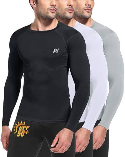 MEETWEE Rash Guard UPF50+ kompressionströja herr långärmad kortärmad funktionell skjorta, UV-tröja topp simning män sportskjorta surfing snabbtorkande andas