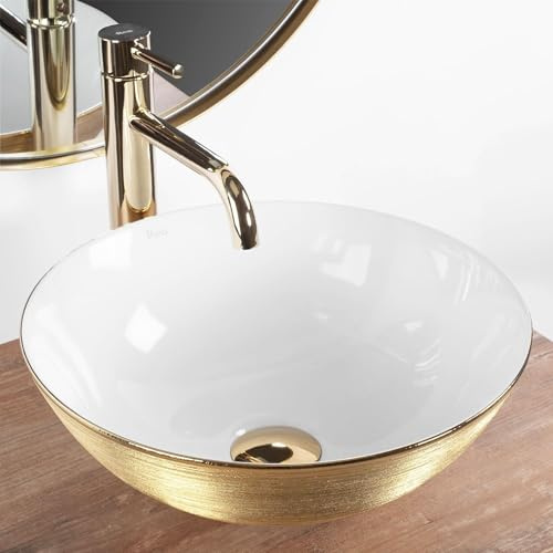 GTM Design Lavabo à poser, brillant, moderne, sans trou de robinet, élégant, ovale, pour salle de bain et WC d'invités, lavabo de salle de bain uniquement, modèle 4