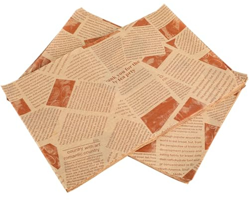 KITDAHOM 200 Feuilles Papier à Hamburger - Papier Cire Résistant à l'Huile et à l'Eau - 20 x 30 cm - Pour Hamburger, Frites, Fromage, Doublure Panier Alimentaire (Aspect Journal)
