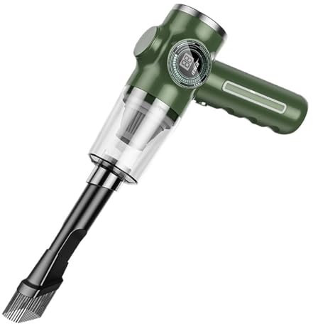 Aspirapolvere auto aspirapolvere portatile 9800000PA Mini aspirapolvere wireless portatile 5 in 1 Pulitore a doppio uso asciutto e bagnato per veicoli domestici Aspirapolvere per auto(Green 1 Pcs Filt
