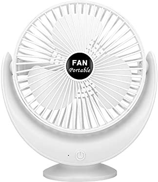 Ventilador de escritorio USB recargable portátil con ángulo ajustable giratorio de 360°, bajo ruido, niveles de velocidad, ventilador eléctrico