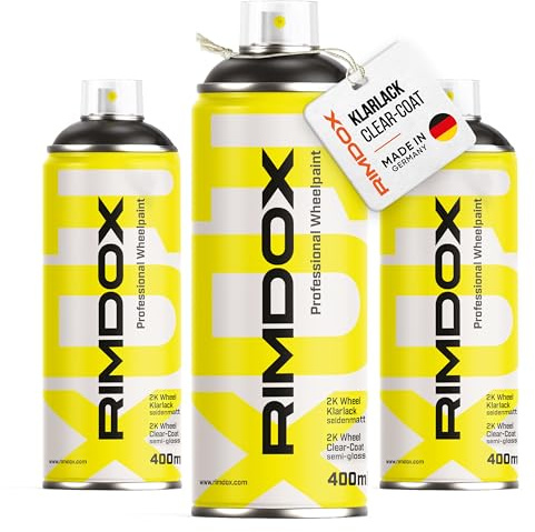 RIMDOX - Felgen Klarlack | 2K- High-Solid | 3x Spraydose | Klarlack seidenmatt in OEM-Profiqualität | 100% Made in Germany | transparent, wasserfest, benzinresistent