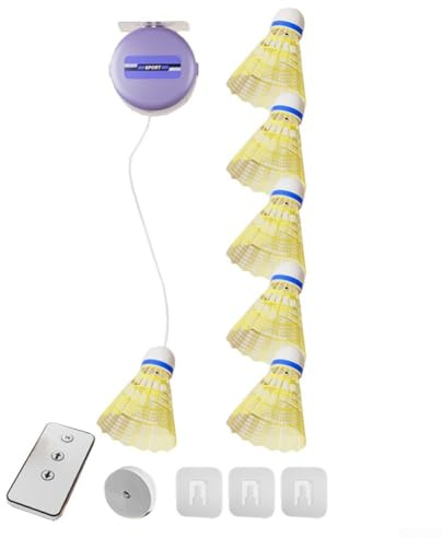 babominimer Badminton-Trainer mit automatischer Rückprallfunktion und verstellbarem Winkel für Indoor-Übungen, inklusive 3 Federbällen und elastischen Seilen (3 Bälle)