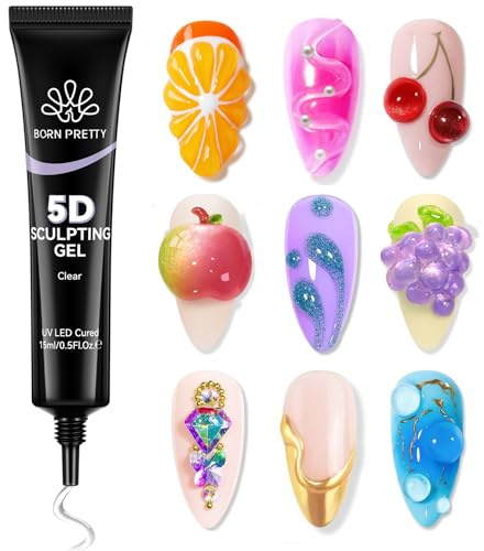 Born Pretty Gel 5D nagelkonst, noshörningsgel gel culpting nagellim för nagelberlocker design