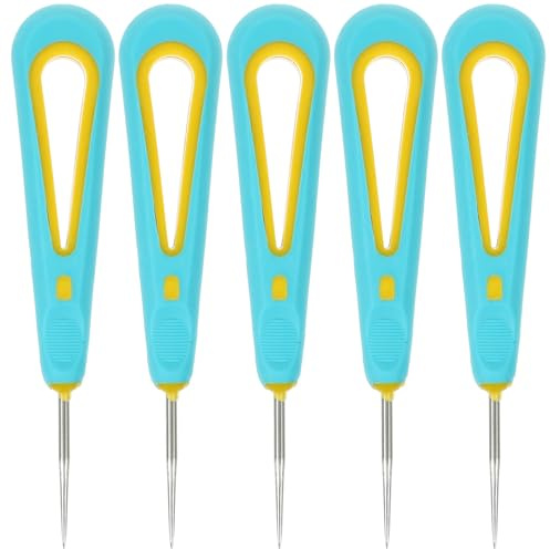 Hemobllo 5 piezas Herramientas de Punzón para Reparación de Cuero Punzón Manual con Mango Ergonómico Aguja Coser Cuero para Reparación de Zapatos Resistentes y Prácticos