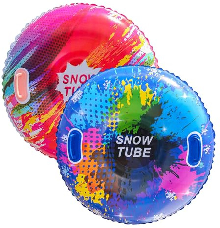 2PC Tubo de Nieve Inflable | Trineos Nieves y toboganes | Trineo Tubo Trineo Nieve einflables engrosados niños con asa | Inflables Nieves Tubos Trineos Juguetes Juegos al Aire Libre Invierno