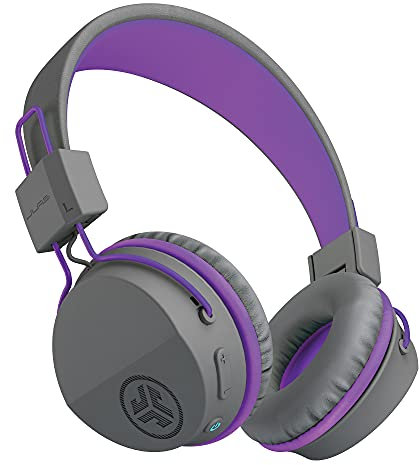 JLab JBuddies Studio Casque Audio Bluetooth pour Enfant, Casque sans Fil Supra-Auriculaire Petite Taille avec 24 Heures de Batterie, Limiteur de Volume, Isolation Sonore et Micro (Violet)