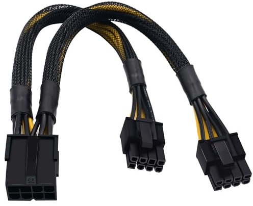 COMeap 8-Pin PCIe Splitter Kabel – GPU VGA PCIe Female auf Dual 8-Pin (6+2) Male PCIe Power Adapter – Geflochtene Verlängerung (23 cm)