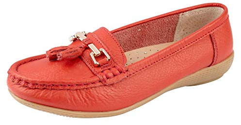 Jo & Joe Women Leather Flat Loafer Ladies Casual Comfy Slider Low Wedge Heel Work Shoes