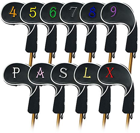 Craftsman Golf Black Iron Head Covers Headcover Set with Colorful No. For Taylormade Cobra Etc.Suitable for Right and Left Hander Golfer