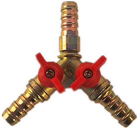 3-Wege-Kugelventil, Y-förmig, für Benzin-, Gas-, Öl-Schlauch, 10 mm, Messingverschraubung, Wassersplitter, Schlauchverbinder, einfache Installation und Abschaltung, hochdruckfest, Auslaufkontrolle