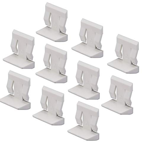 Bodenträger Kunststoff Regal-Halterung Küche Regal-Halter für Glas-Böden - H10378 | Stift Bohrloch Ø 5 mm | Kunststoff weiß | Fächerträger zum Einstecken | 50 Stück - Fachboden-Träger mit Sicherung