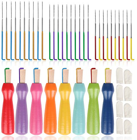 Tundi Filznadel, 3 Größen Filz Set, Bunten Holzgriff Filznadeln | Filznadeln zum Trockenfilzen Set, Filznadel Set, Nadeln zum Filzen, Filz Nadeln Set für Nadelfilz Märchenwolle Trockenfilzen
