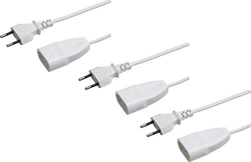 Meister Kunststoff-Verlängerungskabel mit Euro-Kupplung 3 Stück – 3 m – für innen (IP20) – Schuko-Kupplung – weiß