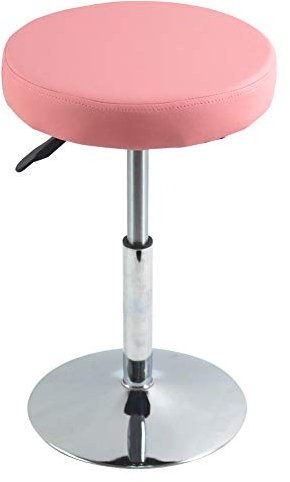 FURWOO Schemel Runder Kunstleder-Hocker höhenverstellbar Drehstuhl Schreibtischhocker für Zuhause Büro klein (Rosa)