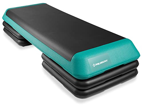 Philosophy Gym Aerobic Exercise Adjustable Step Platform, Health Club Size, with 4 Risers - Green