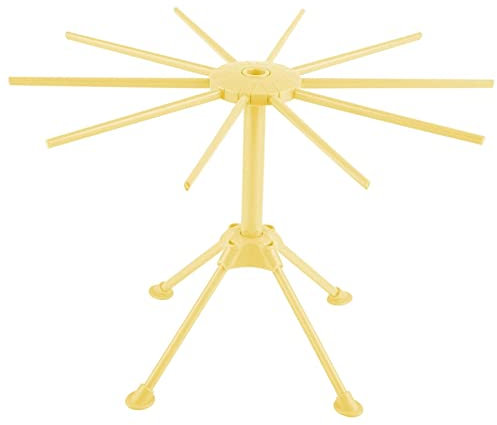 Pasta Drying Rack, Household Noodle Dryer Rack Collapsible Spaghetti Drying Rack Stand Dryer Kitchen Tool Easy Storage and Quick Set-up with 10 Bar Handles Foldable(Yellow)
