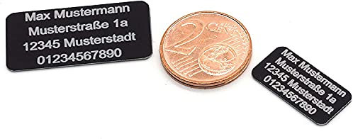Drohnen-Kennzeichen Plakette mit eID | schwarz, selbstklebend | 2er Set 20x10mm und 30x15mm | Kennzeichnung Kennzeichnungspflicht