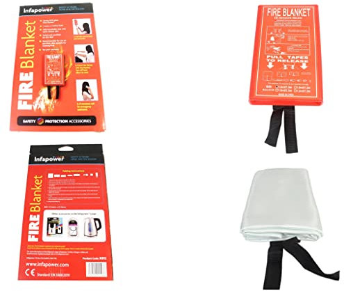 GREY LOOK Feuerlöschdecke, groß, im weichen Koffer, 1 m x 1 m, einfach zu installieren und schnell im Notfall zu verwenden, ideal für Küche, Büro, Zuhause, Garage, Wohnwagen