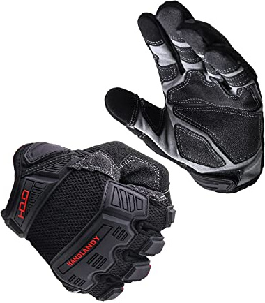 AIGEVTURE Heavy Duty Work Gloves Impact Reducing Synthetic Leather Mechanic Gloves Men, Sensitive Touch Screen Flexible Grip Gloves For Construction