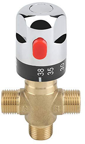 Joyzan Valvola Miscelatrice Termostatica, Miscelatore Termostatico Temperatura Acqua Bacino Controllo Termostato Connessioni Maschio 1/2 NPT Per Calda Fredda Doccia Sistemi Scaldabagno Energia Solare