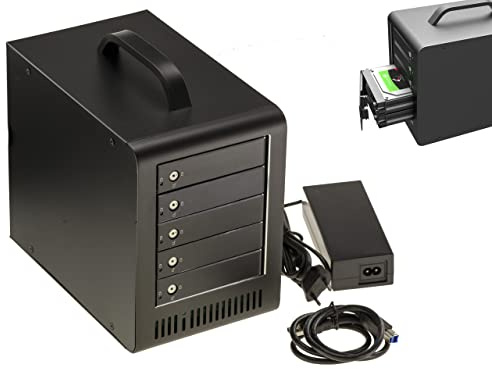 KALEA-INFORMATIQUE USB 3.0 5G Bay-Gehäuse für 5 SATA-Festplatten. Netzteil 78W, Kapazität 80TB. Raid Materiel 0 1 3 5 10 Large Clone.