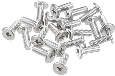 sourcing map M3-0.5 x 8mm 100Pcs Flat Round Head Screws 304 Stainless Steel Phillips Drive Machine Screws Hardware Fastener for Furniture Connection