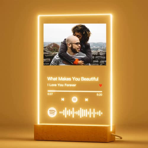 Tirxuind Placa de fotos personalizada de Spotify con canciones de Spotift, placa acrílica con texto personalizado con foto, regalo personalizado para tu otra mitad