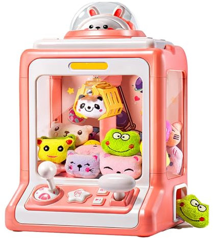 Nicoone Claw Machine Arcade Game, Electronic Mini Toy Grabber Dispenser for with 10 pcs Plush Dolls and 10 pcs Twisted Eggs For Party Birthday For Girls Boys