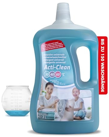 Acti-clean Hand- und Waschmittel Superkonzentrat, 3 Liter | bis zu 120 Waschladungen, mit Dosierball