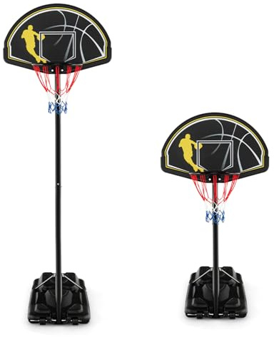 LIFEZEAL Basketballkorb Outdoor, Tragbarer Basketballständer auf Fuß, Basketballanlage mit Verstellbarer Höhe 130-305 cm, Basketball Hoop Korb Standfuß für Kinder, Erwachsene