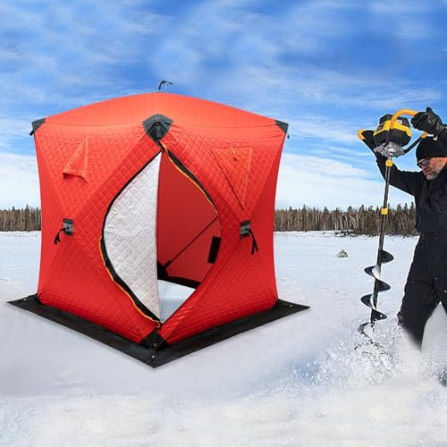 LUNICASHA Tragbares Zelt zum Eisfischen, Eisangeln Zelt, Ice Fish Shelter, Eisschutz Angelzelt, Freistehendes Isoliertes Zelt, Outdoor Camping Zelt für Nachtfischen Winterfischen