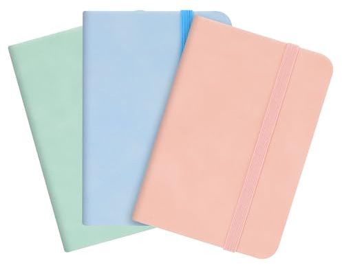Gjinxi Taccuino tascabile, piccoli quaderni carini colorati con copertina rigida, mini taccuino a righe per forniture scolastiche e ufficio, 3 x 4 Po cket quaderni, 100 fogli, A7, confezione da 3