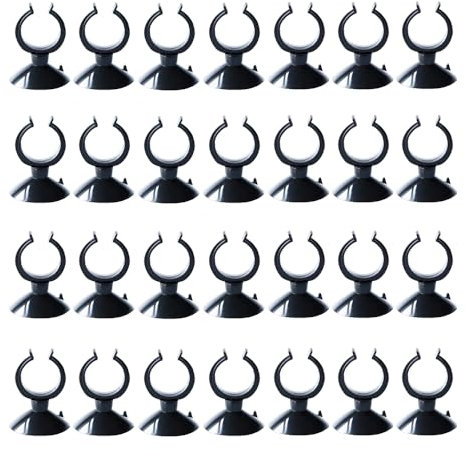 LANCARE 28 Stücke Aquarium Saugnpfe Halter Saugnpfe Clips,Aquarium Saugnäpfe,Teiler Aquarium Saugnapf für Airline Luftschlauch Schlauch Pumpe Luftleitung Rohr Rohr Draht Schwarz