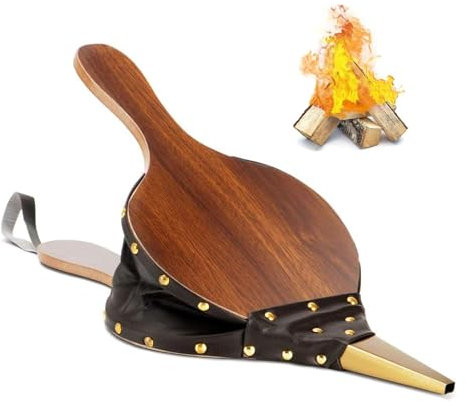 CZMYCBG Holzkamin Gebläse, Exquisite Vintage-Stil Kamin Blasebalg, Manuell Air Blower mit Edelstahl-Düse, Brown Air Bellower for Outdoor-Camping (Color : Brown, Size : 40x18cm)